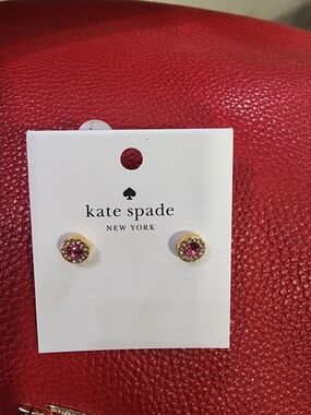 kate spade New York Pink Crystal Halo Stud Earrings